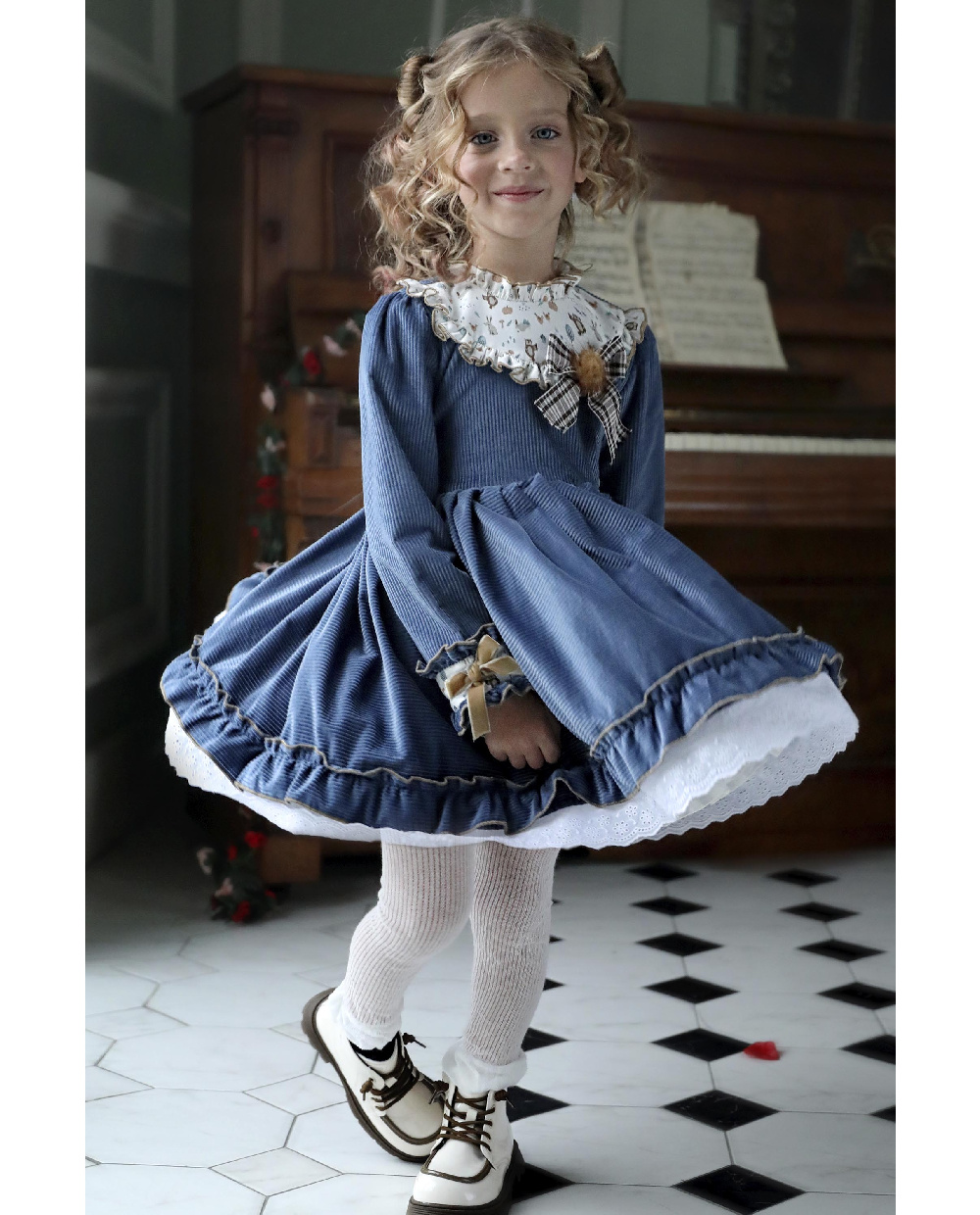 Платье вельветовое синее