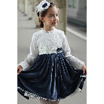 Платье с синей бархатной юбкой