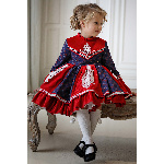 Пышное платье в клетку сине-красное