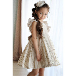 Бежевое платье в полоску