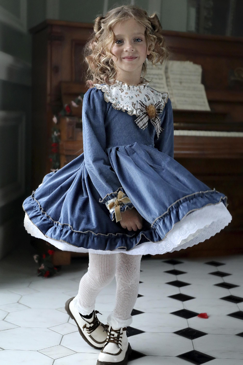 Платье вельветовое синее