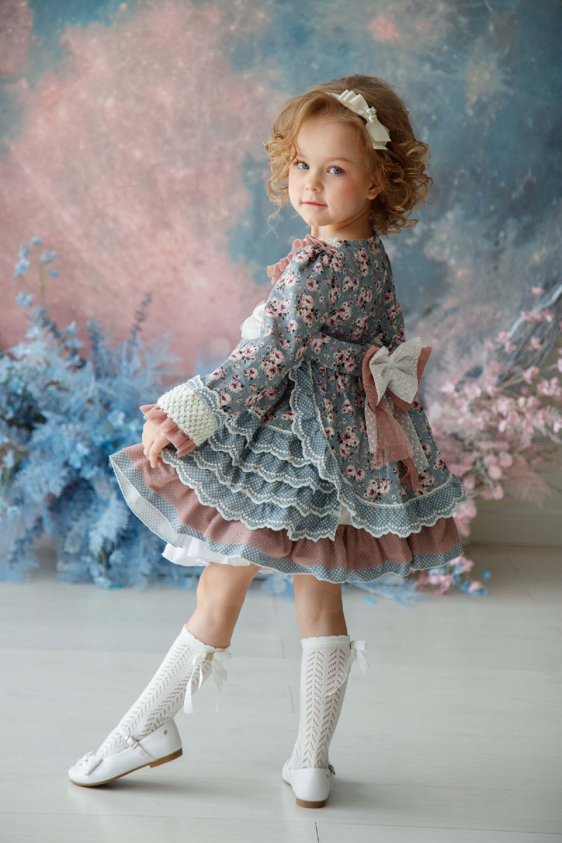 Платье серое в цветочек с трусиками